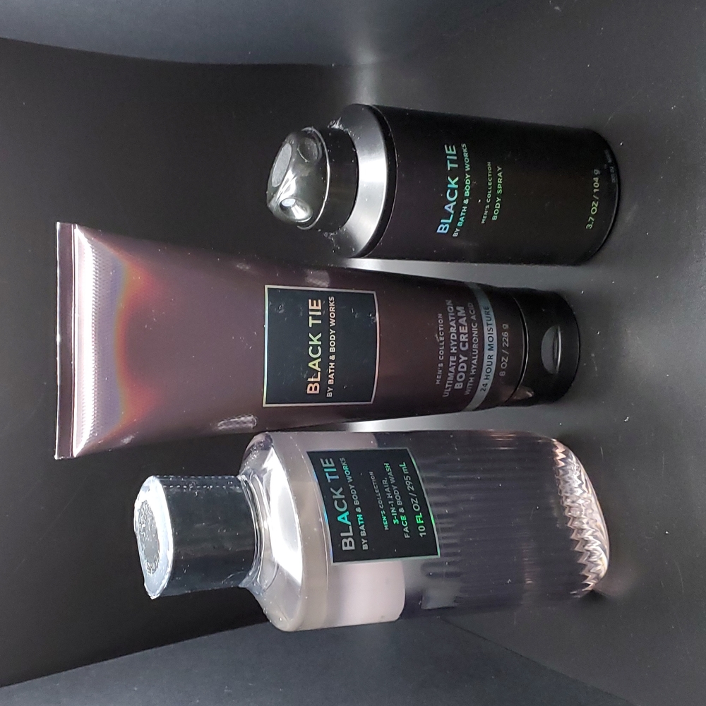 3pc Bath&Body Works Black Tie 3-in-1 Body Wash,Body Lotion & Body Spry